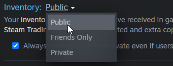 Как открыть инвентарь в Steam