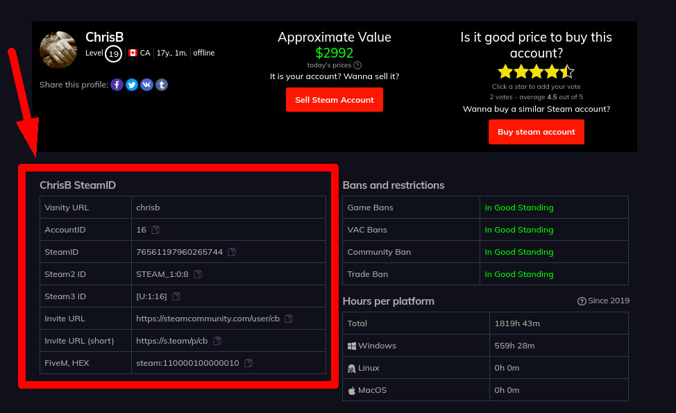 Rezultate SteamID Finder